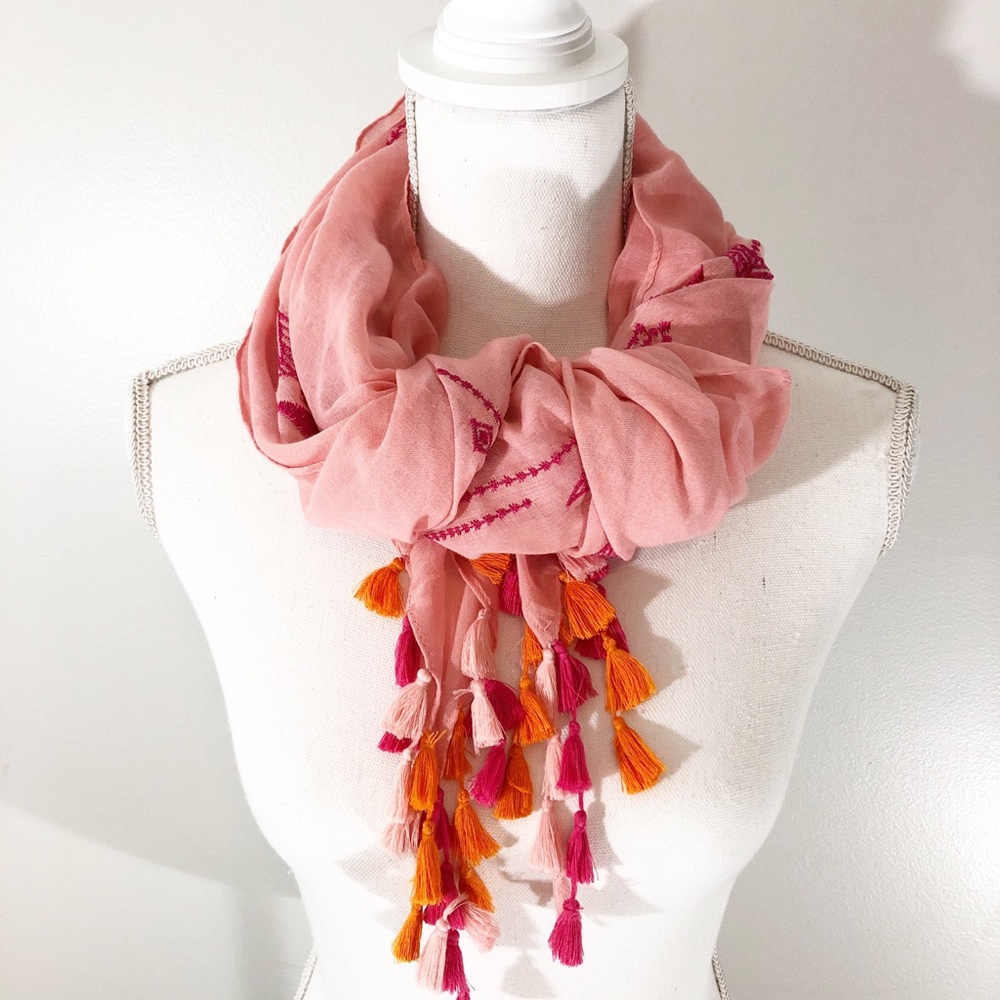 Ann Taylor Loft Scarf - Pink Orange - 46” Square